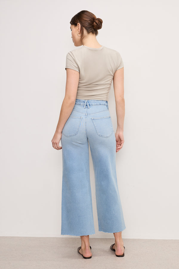 GOOD WAIST PALAZZO CROP COMPRESSION JEANS | INDIGO862