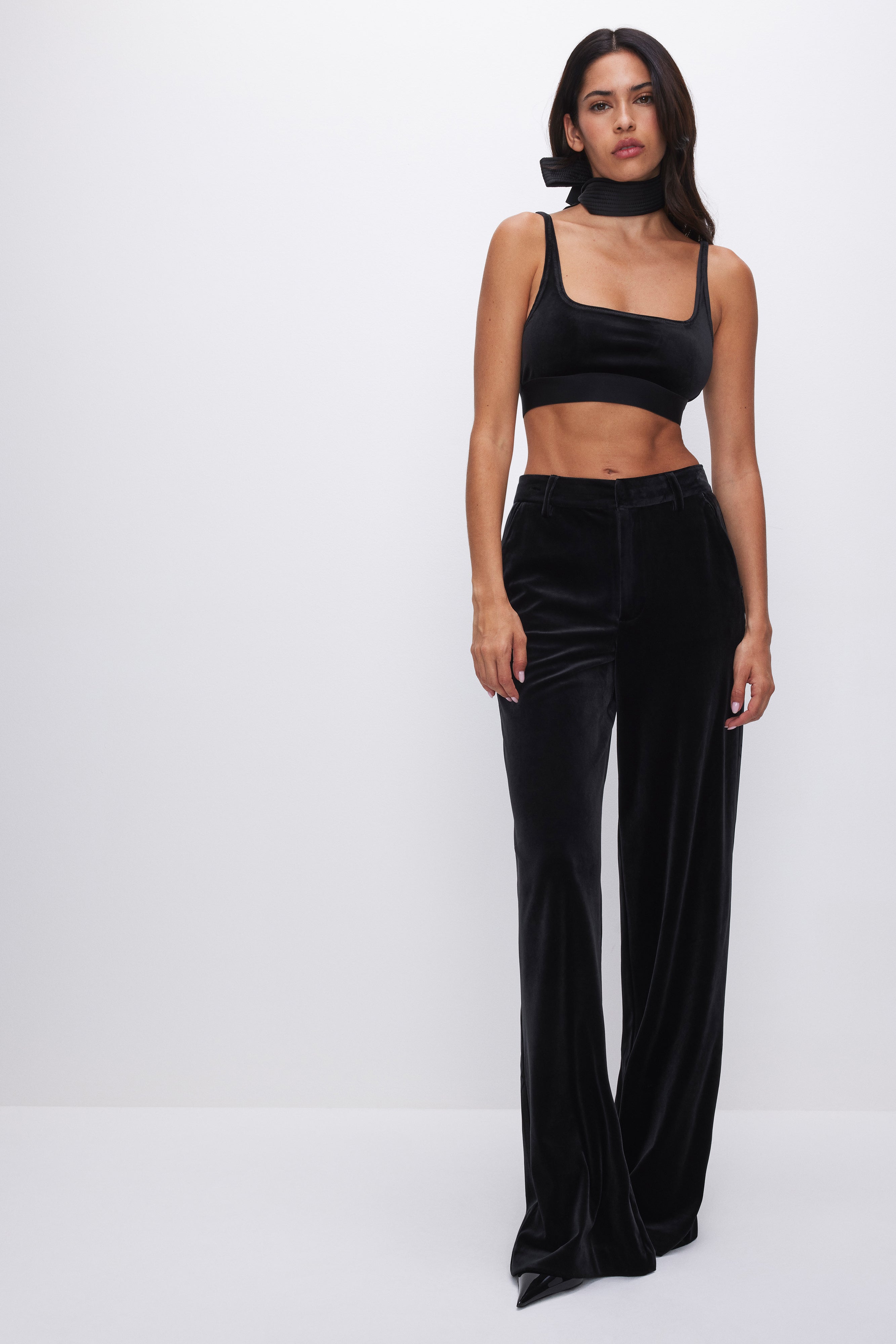 VELVET WIDE LEG TROUSER | BLACK001 – GOOD AMERICAN