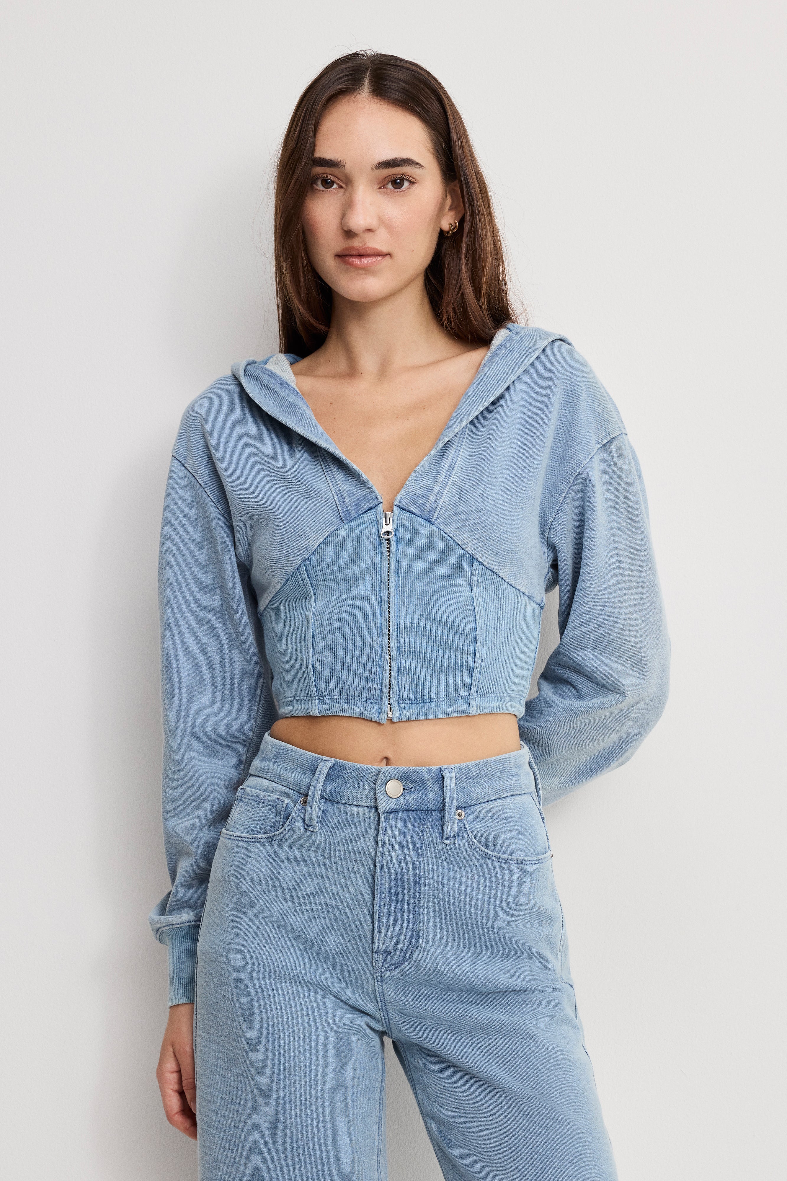 JEANIUS ZIP UP HOODIE | INDIGO1157 – GOOD AMERICAN