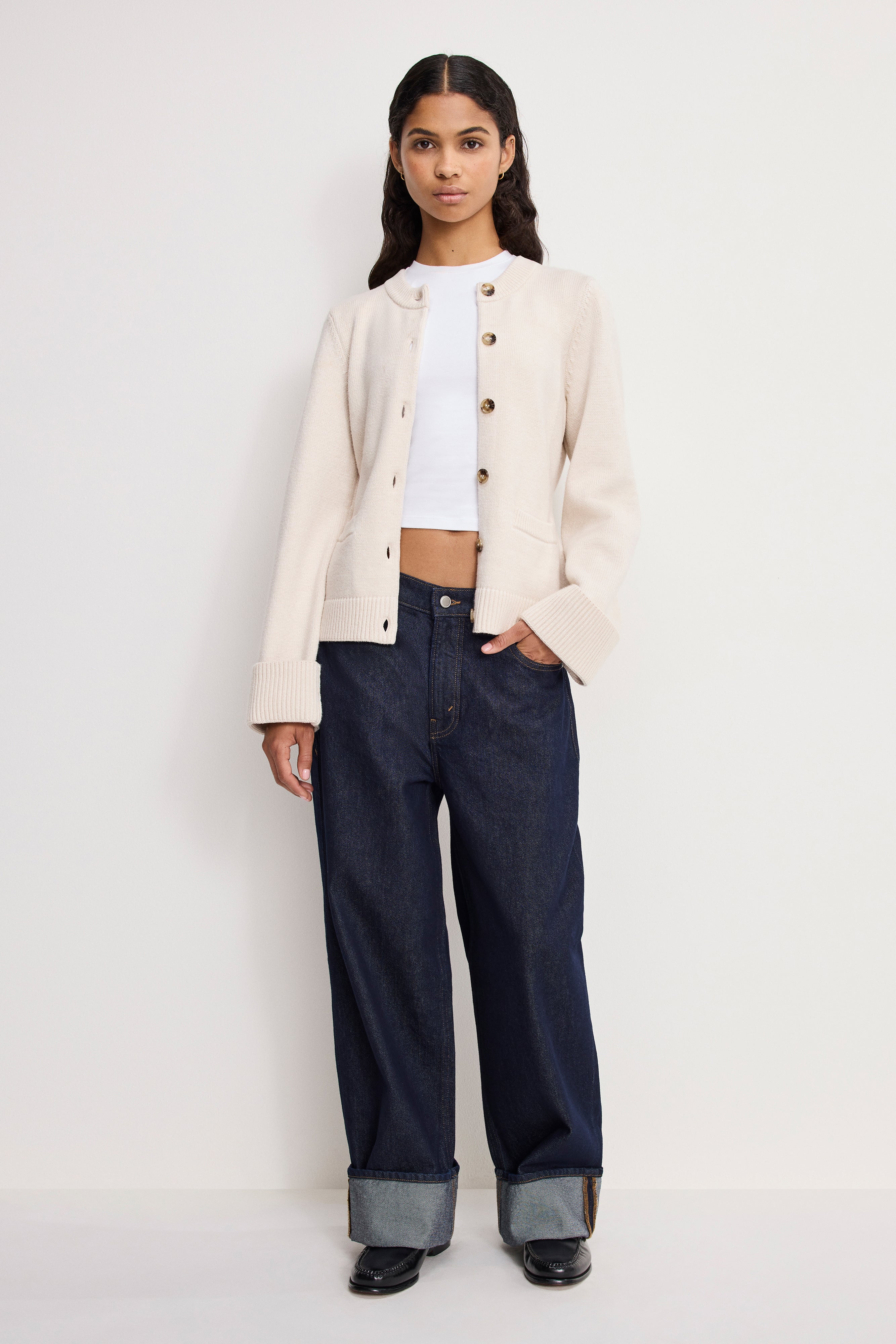 BUTTON FRONT KNIT CARDIGAN | VANILLA001 – GOOD AMERICAN