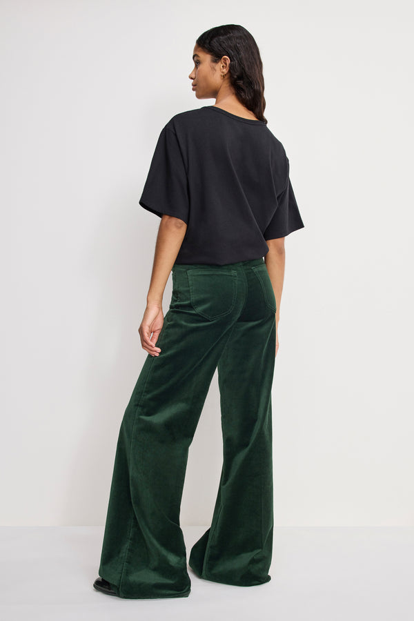 VELVET GOOD WAIST PALAZZO PANTS | PINE GREEN003