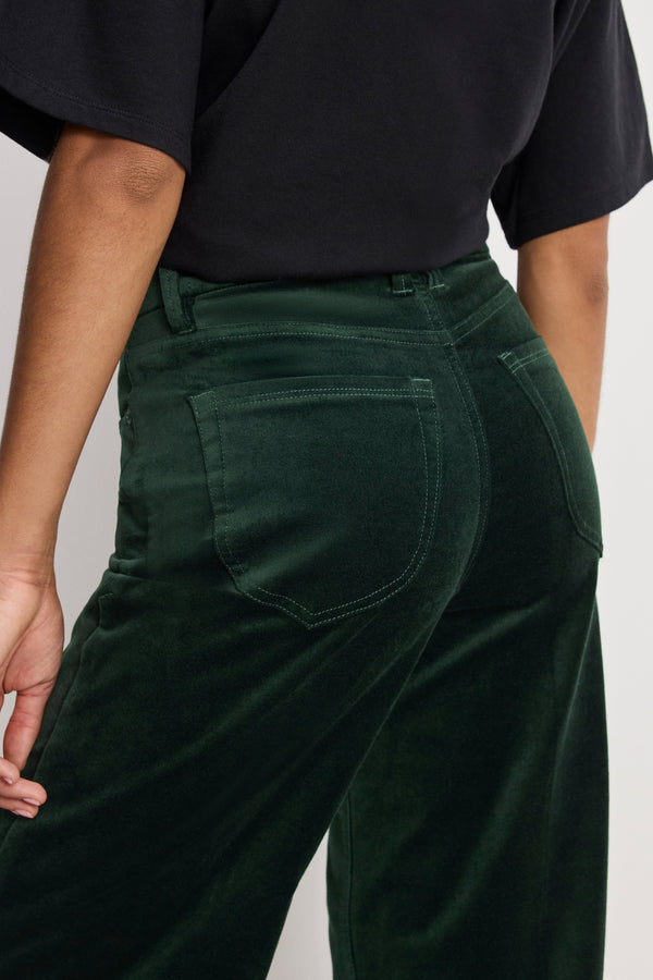 VELVET GOOD WAIST PALAZZO PANTS | PINE GREEN003