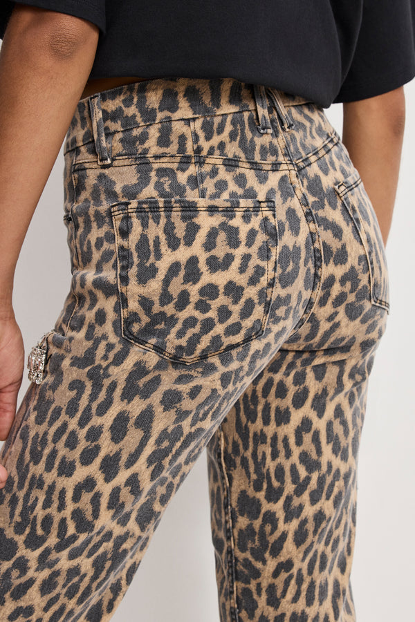 LEOPARD GOOD ICON STRAIGHT DIAMOND JEANS | LUCKY LEOPARD001