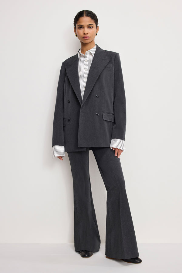 ESSENTIAL SUITING OVERSIZED DOUBLE BREASTED BLAZER | DARK HEATHER GRAY