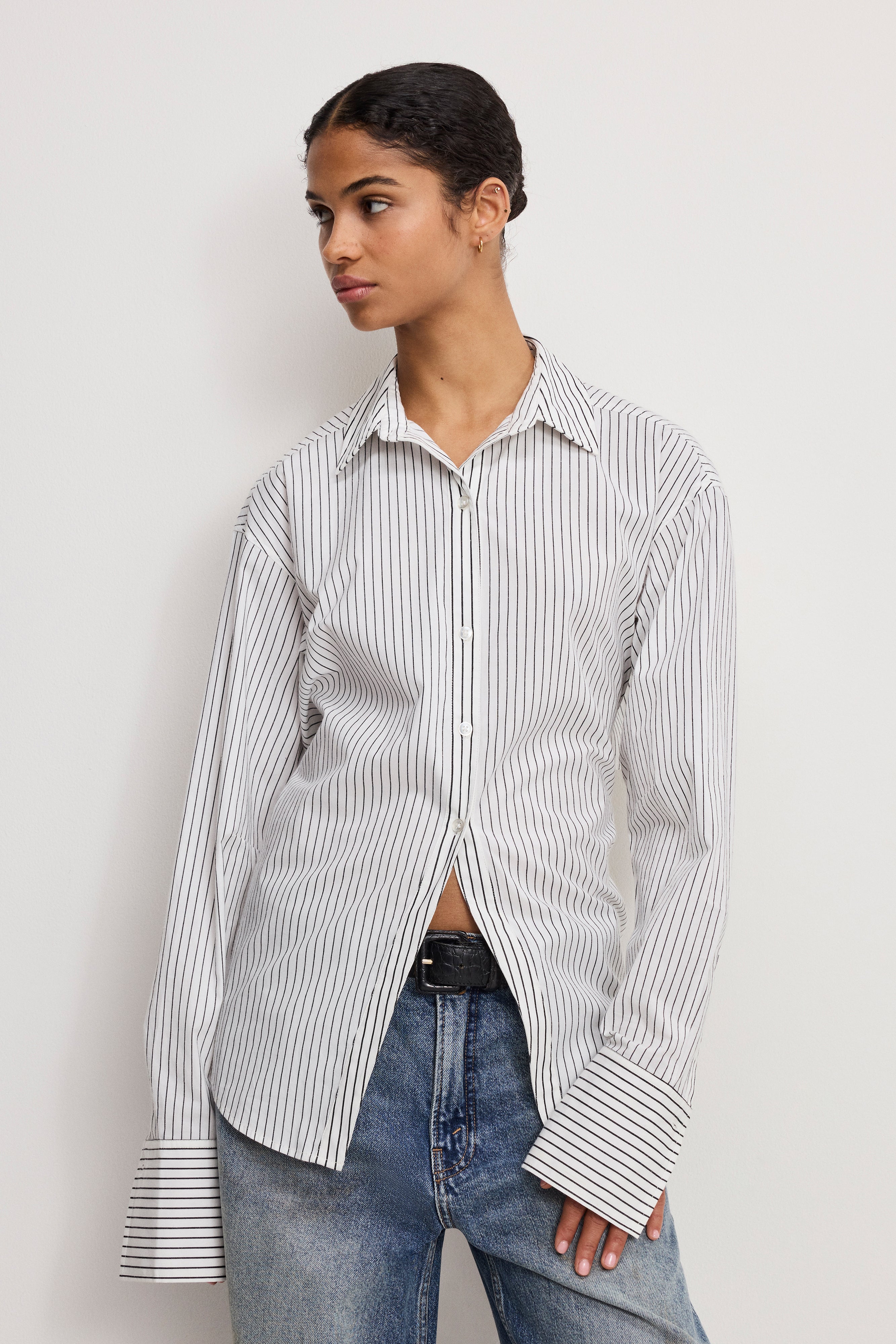 POPLIN TIE BACK SHIRT | BCW PINSTRIPE001 – GOOD AMERICAN