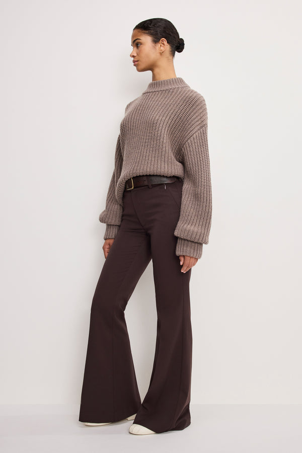 ESSENTIAL SUITING FLARE TROUSERS | DARK CHOCOLATE