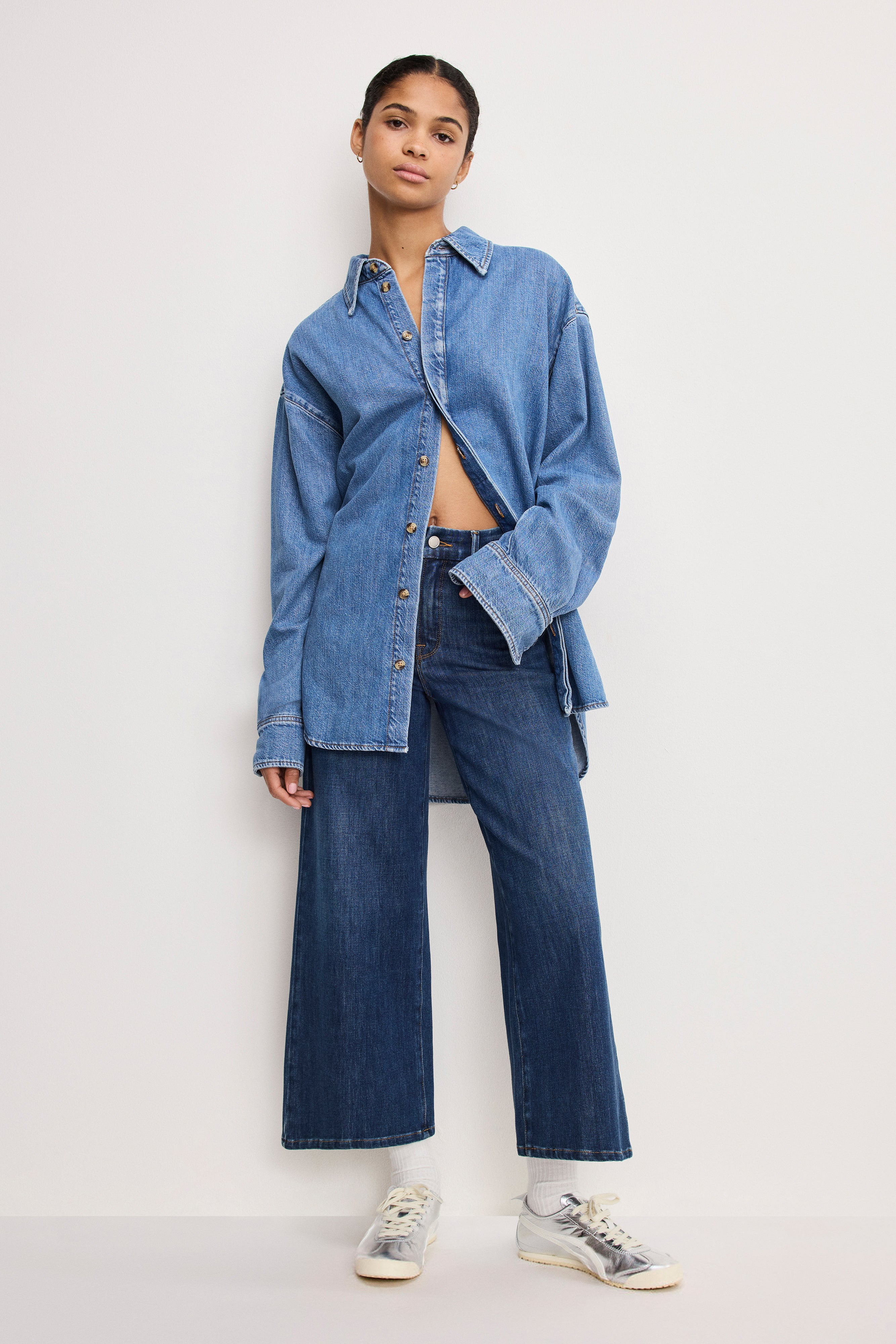 SOFT TECH GOOD WAIST PALAZZO CROPPED JEANS | INDIGO977 – GOOD AMERICAN