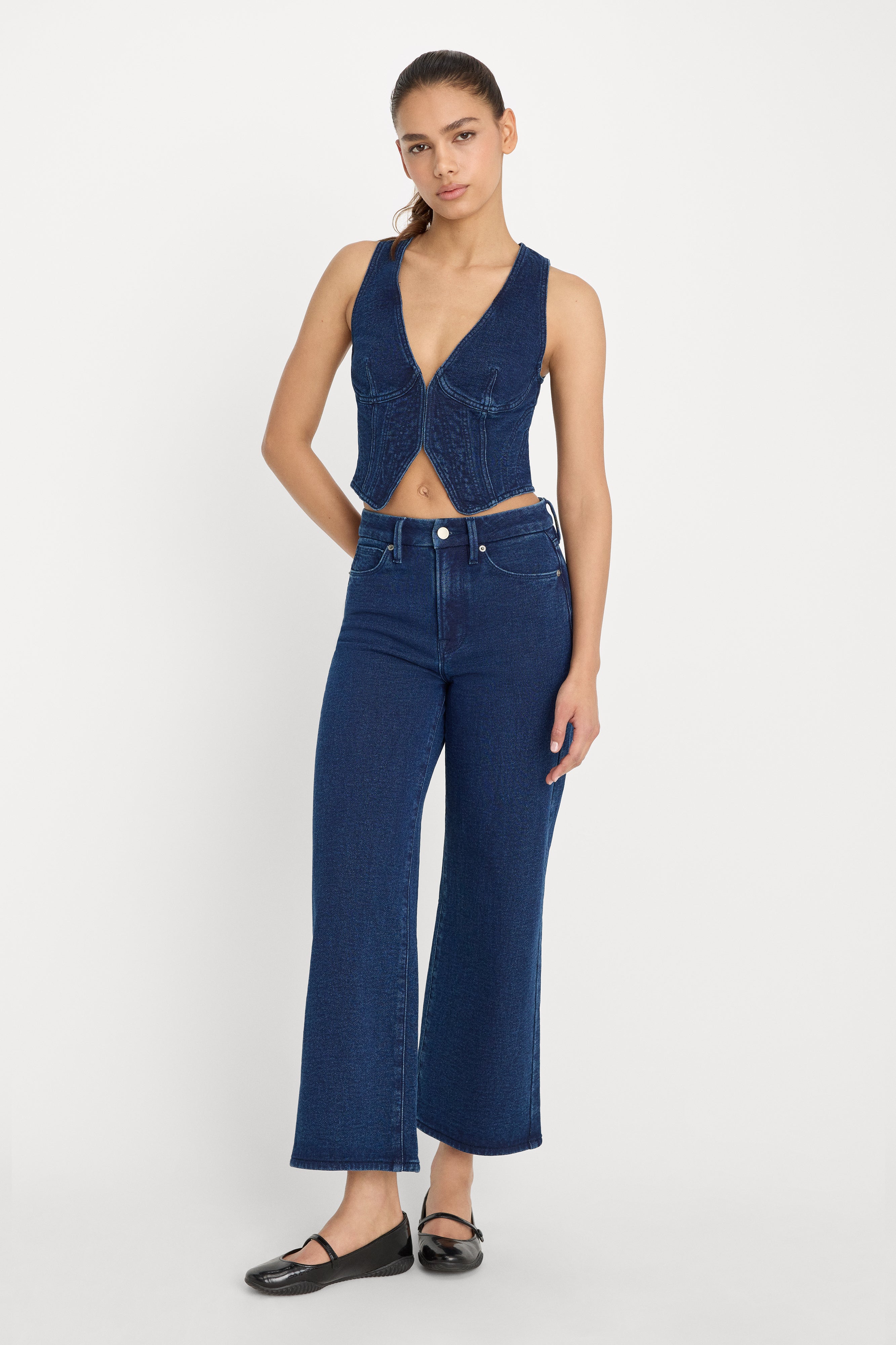 JEANIUS CROP PALAZZO | INDIGO377 – GOOD AMERICAN