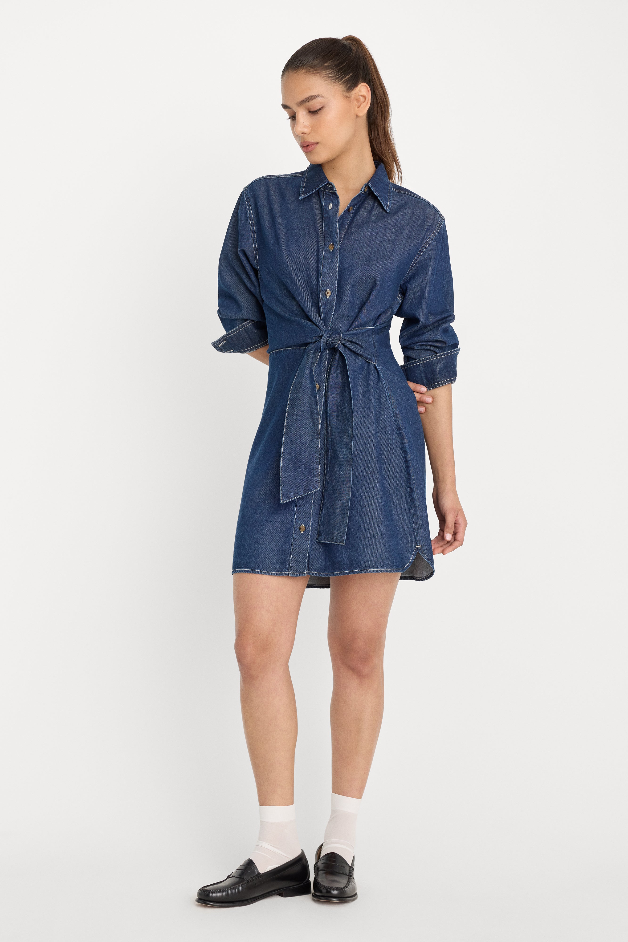 good american denim shirt dress Good American Women's Denim Shirt Dress - Indigo795