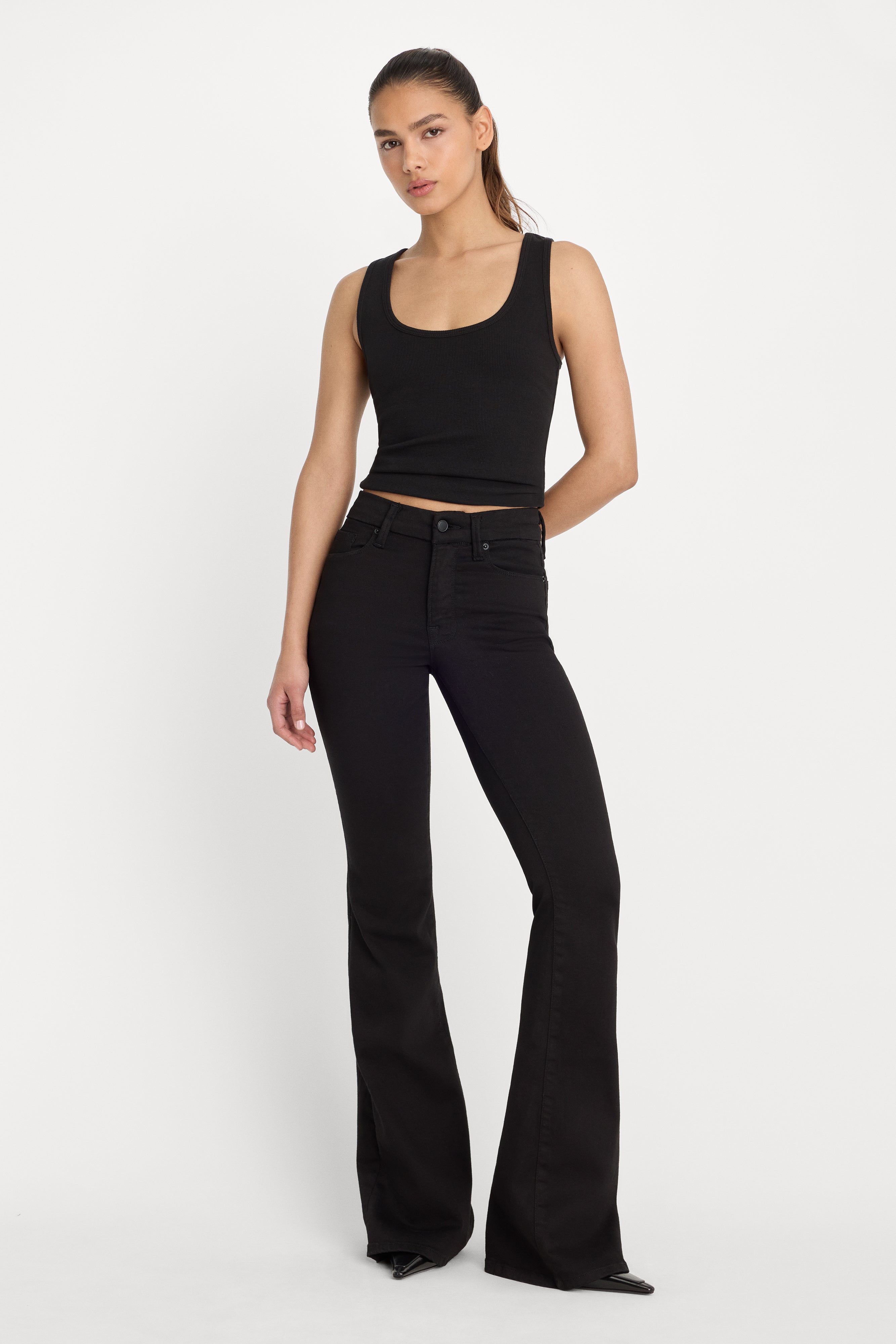 NEVER FADE GOOD LEGS FLARE JEANS | BLACK – GOOD AMERICAN