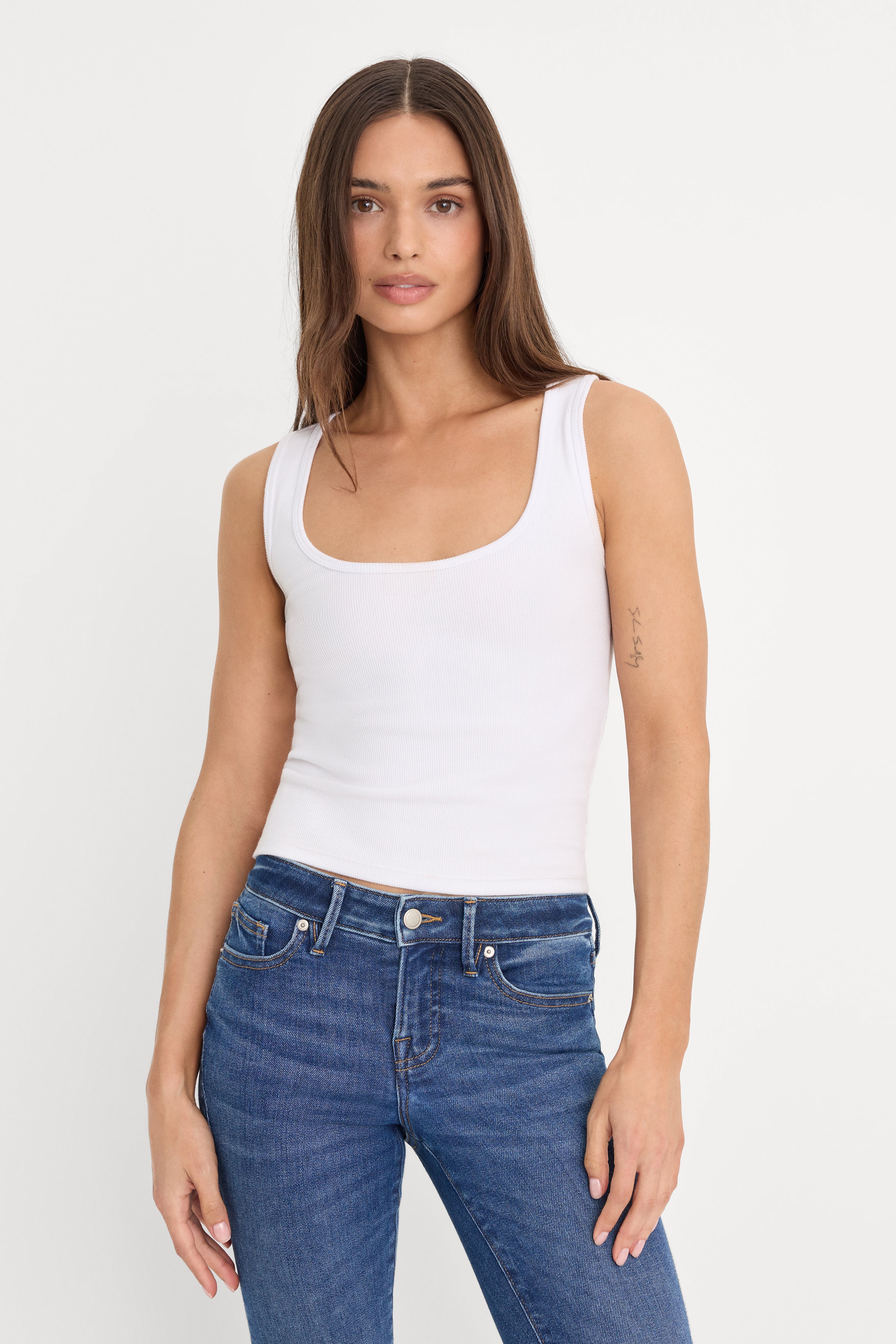 MICRO RIB TANK TOP | WHITE001 – GOOD AMERICAN