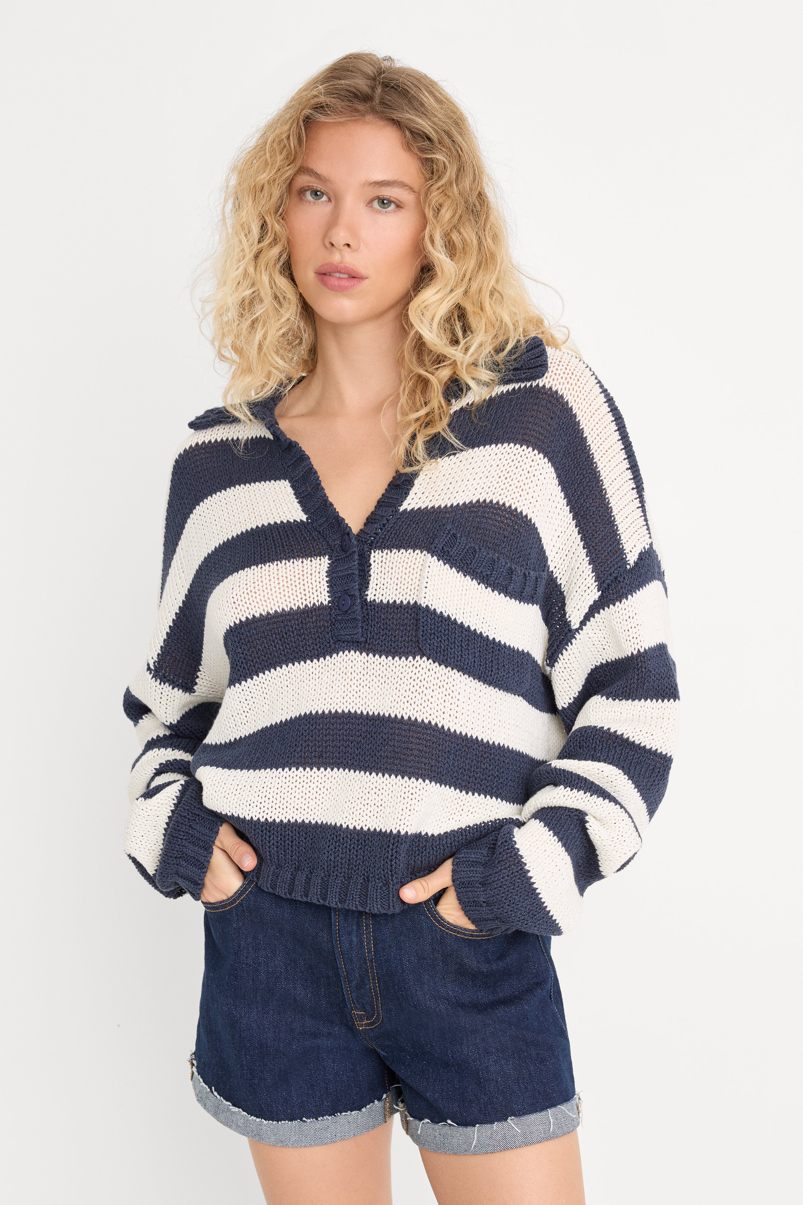 THE HARBOR SWEATER | HORIZON INK STRIPE – GOOD AMERICAN