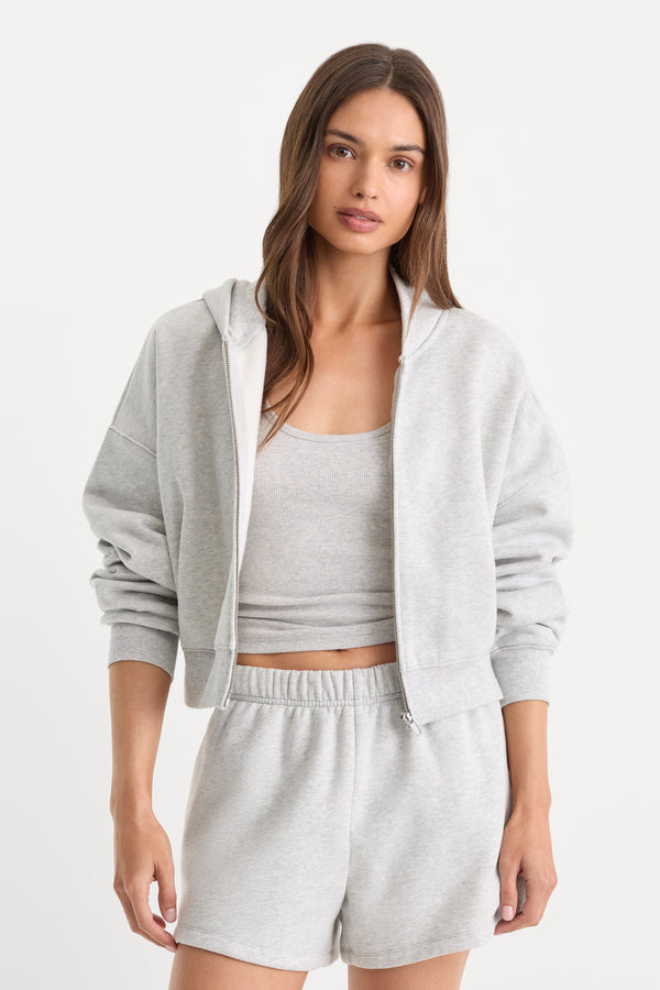 THE ZIP UP SWEATSHIRT | HEATHER GREY