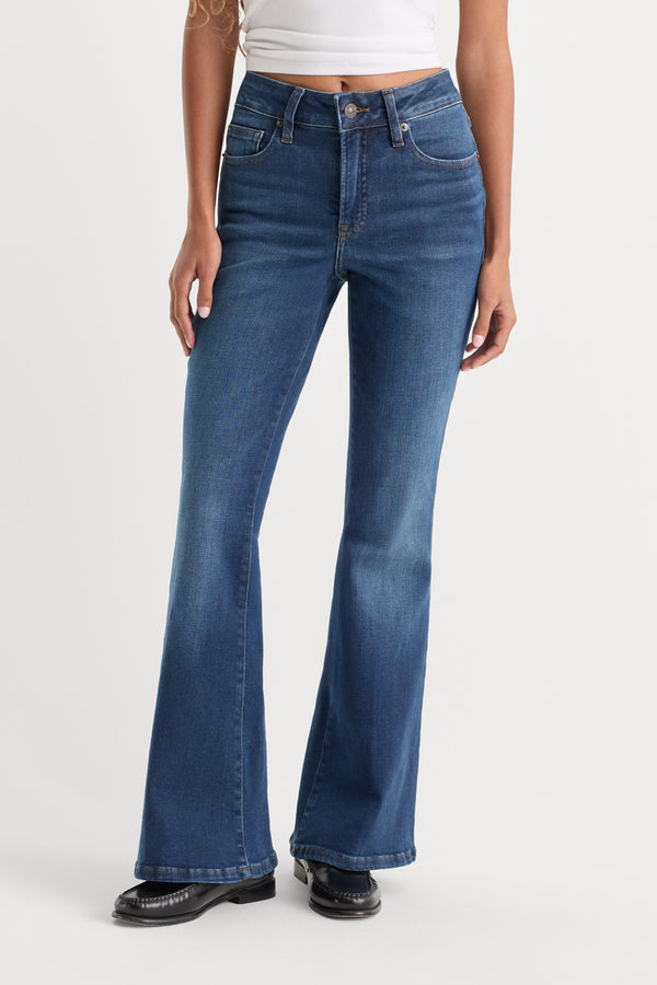 ALWAYS FITS GOOD PETITE FLARE JEANS | INDIGO1317