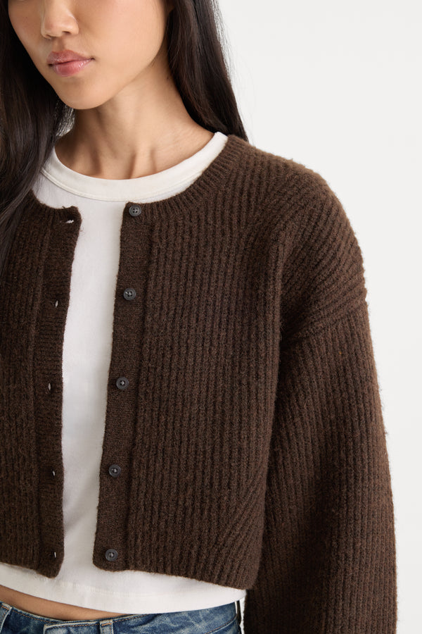THE CHUNKY KNIT CARDIGAN | ESPRESSO