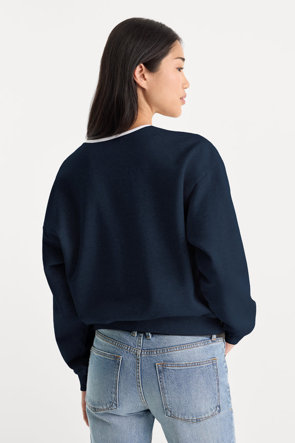 THE BRUSHED FLEECE HENLEY | NEW NAVY