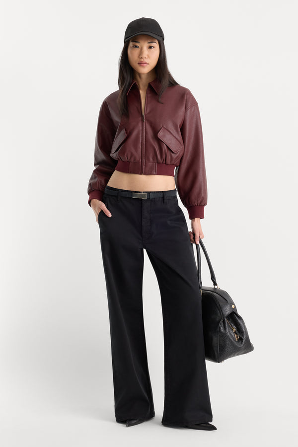 THE BETTER THAN LEATHER CROPPED BOMBER | BERRY NOIR