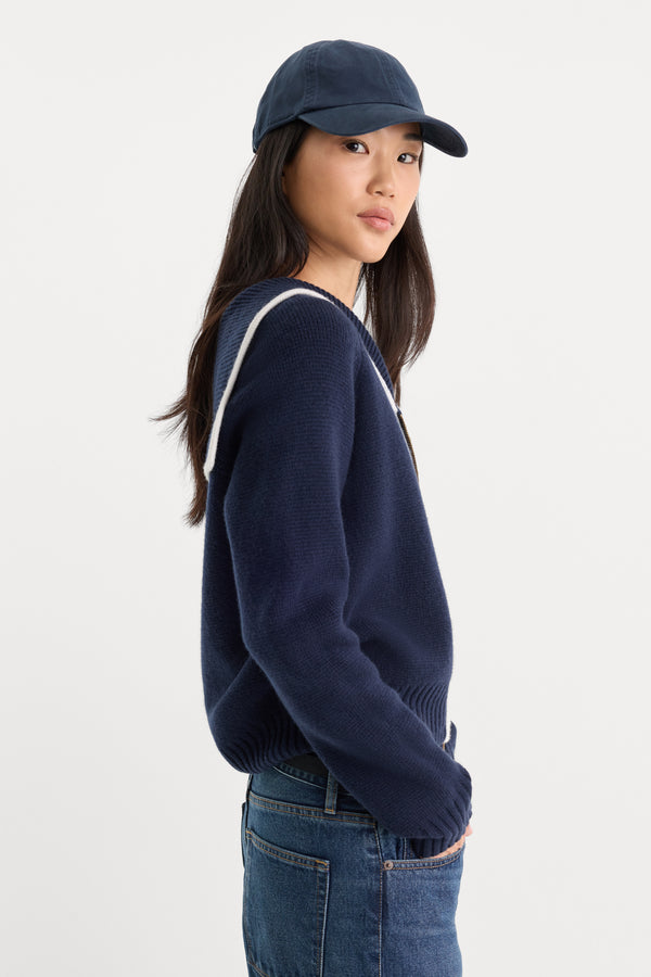 THE KNIT SAILOR ZIP UP | NEW NAVY002