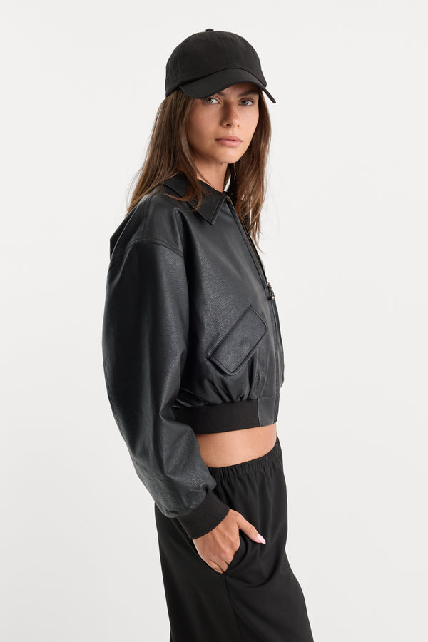 THE BETTER THAN LEATHER BOMBER JACKET | BLACK001