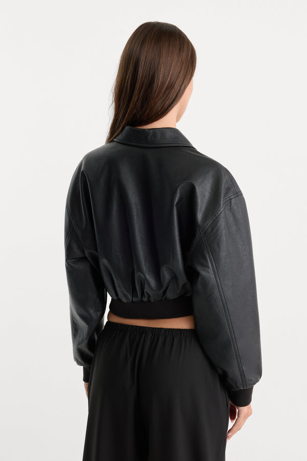 THE BETTER THAN LEATHER BOMBER JACKET | BLACK001