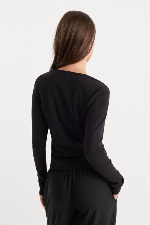 THE RIB V NECK CARDIGAN | BLACK