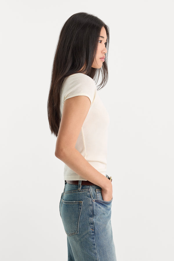 THE VARIEGATED RIB TOP | CHALK