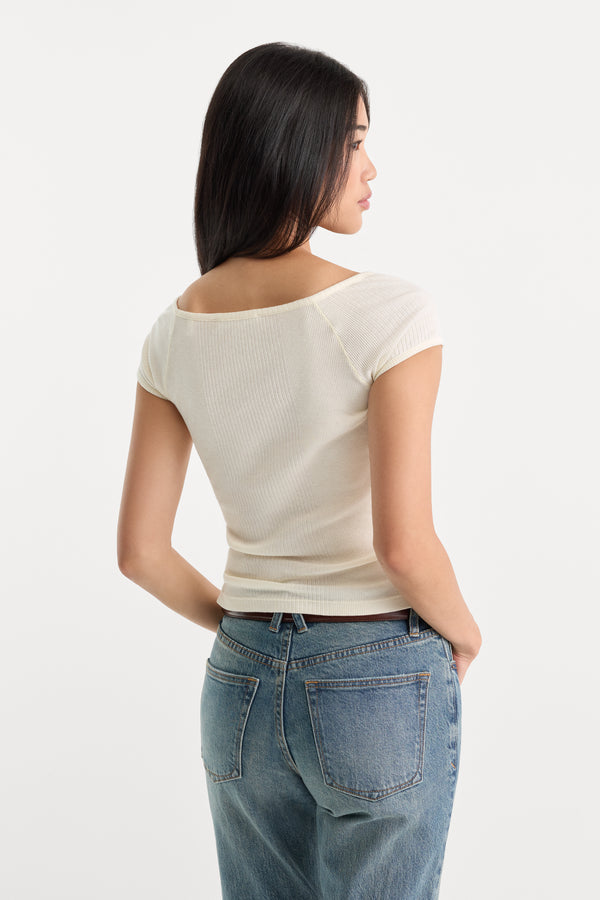 THE VARIEGATED RIB TOP | CHALK