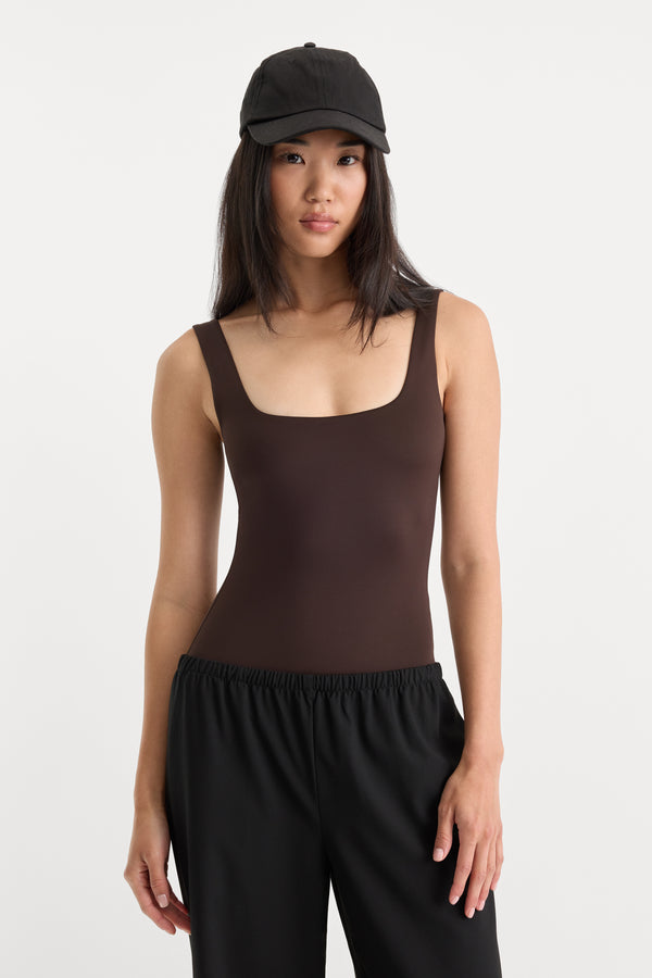 THE SCULPTING MODERN TANK BODYSUIT | ESPRESSO