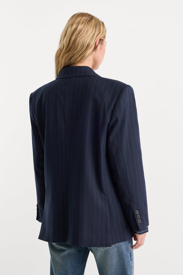 THE OVERSIZED BLAZER | NAVY PINSTRIPE