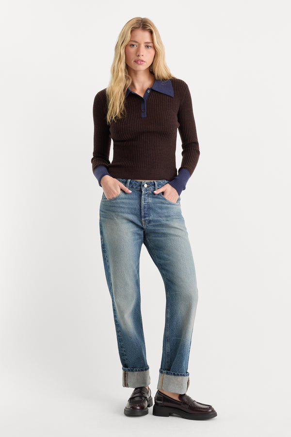 THE KNIT POLO SWEATER | ESPRESSO