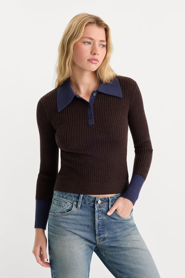 THE KNIT POLO SWEATER | ESPRESSO