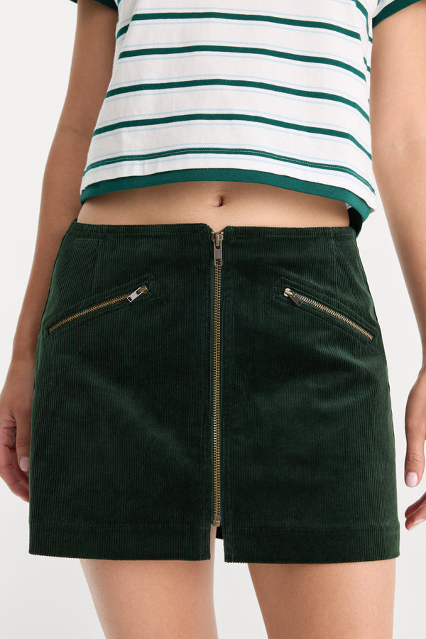 THE CORD MINI SKIRT | FOREST GREEN