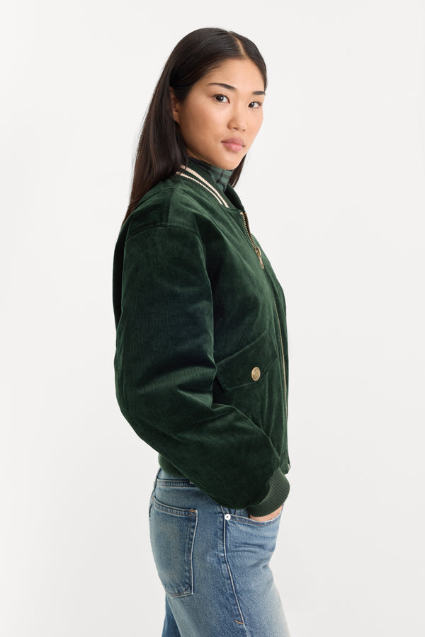 THE CORD VARSITY JACKET | FOREST GREEN
