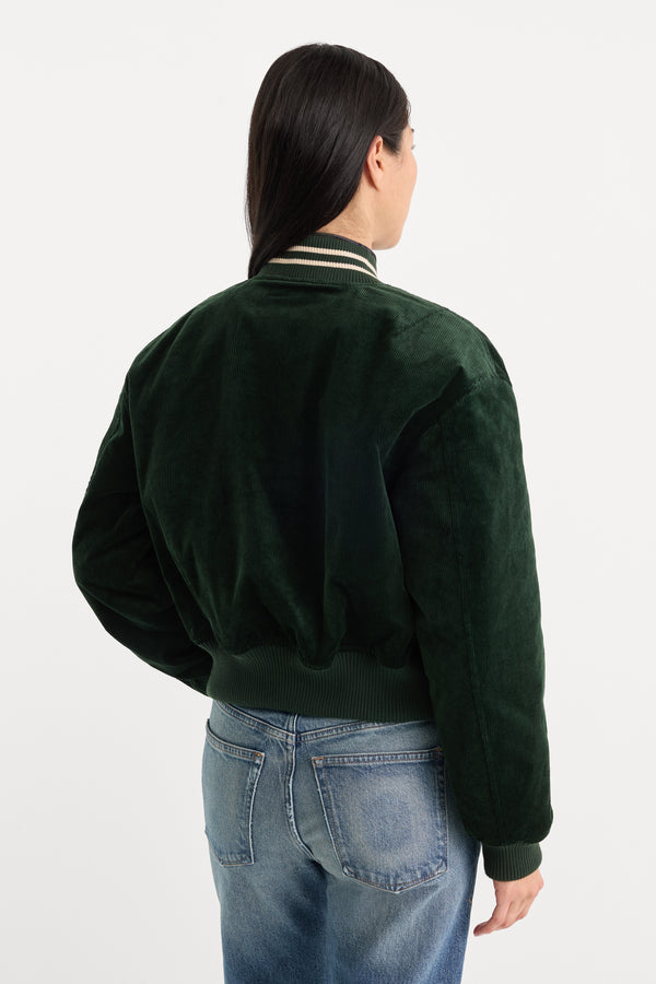 THE CORD VARSITY JACKET | FOREST GREEN