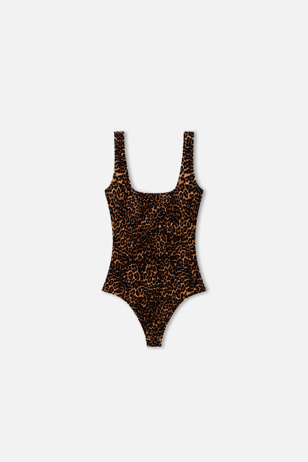 VELVET MODERN TANK BODYSUIT | MINI LUCKY LEOPARD