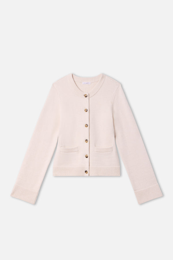 BUTTON FRONT KNIT CARDIGAN | VANILLA001