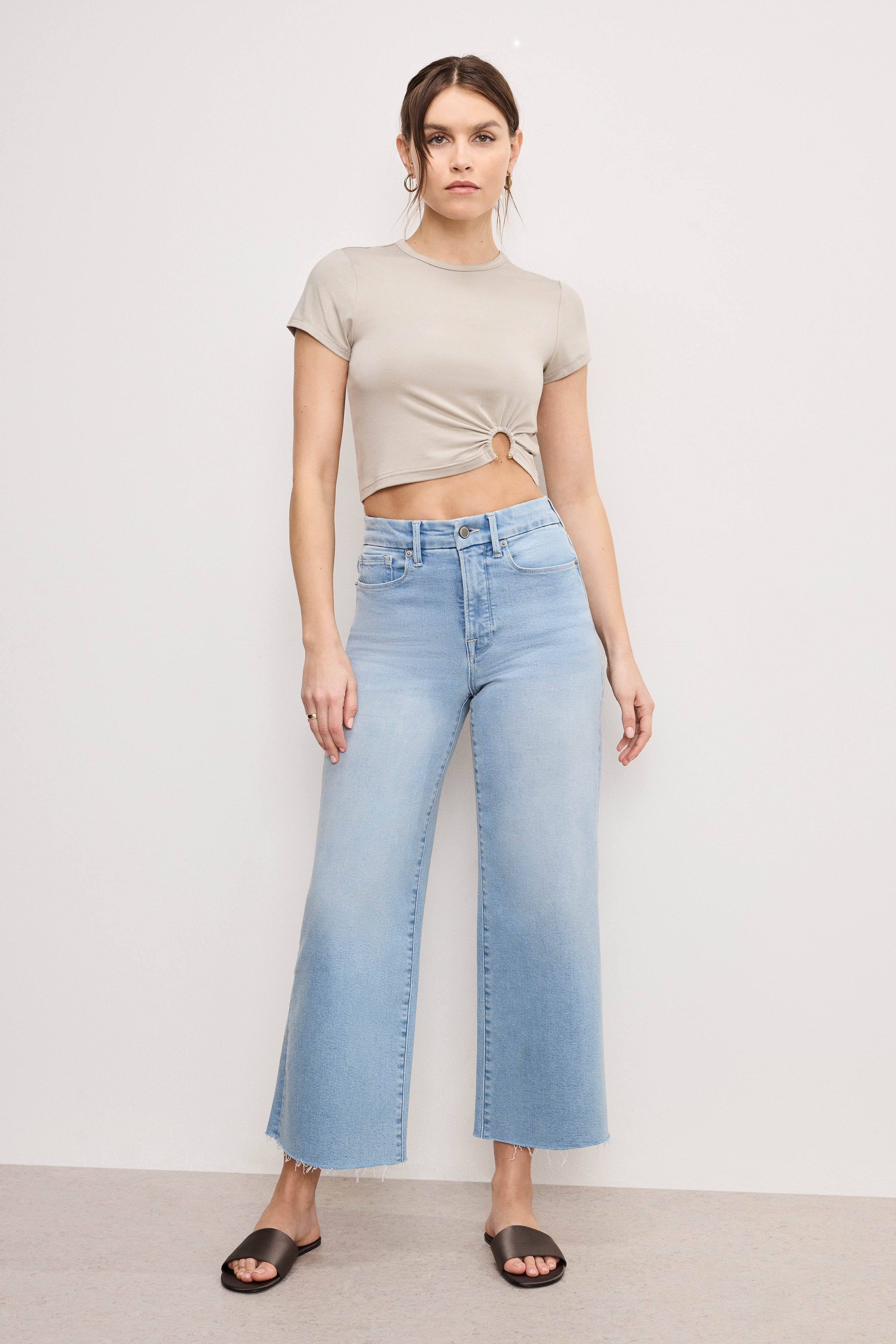 GOOD WAIST PALAZZO CROP COMPRESSION JEANS