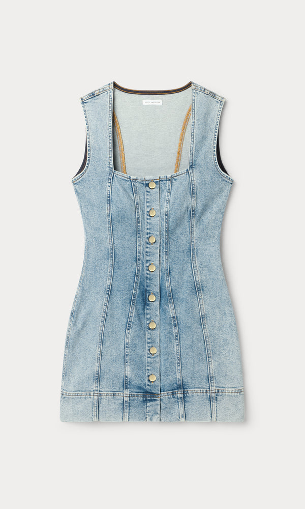 MINI BUTTON FRONT DRESS | INDIGO1104