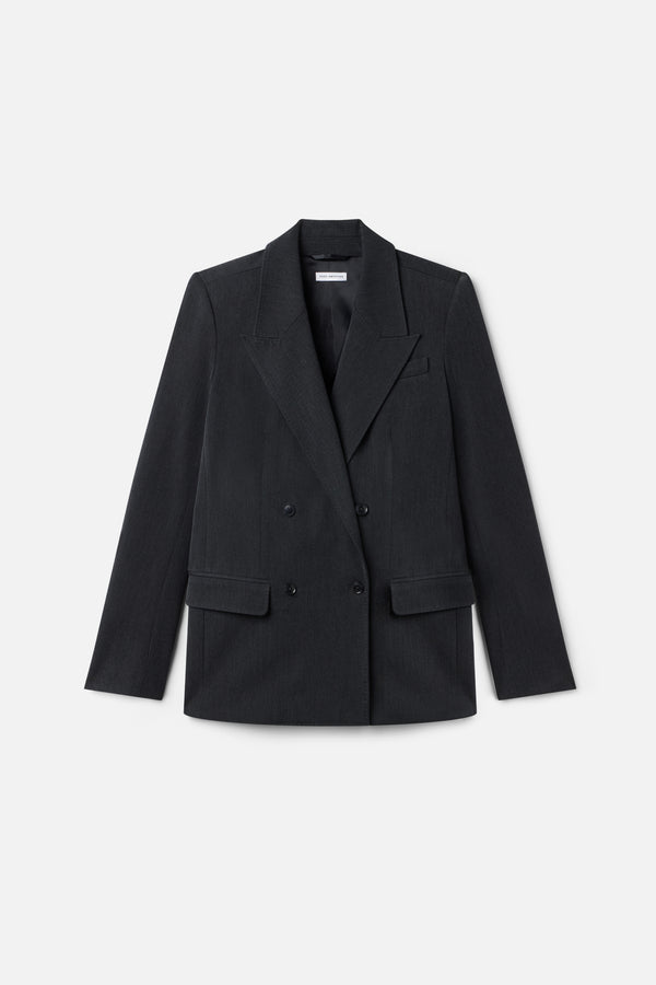 ESSENTIAL SUITING OVERSIZED DOUBLE BREASTED BLAZER | DARK HEATHER GRAY