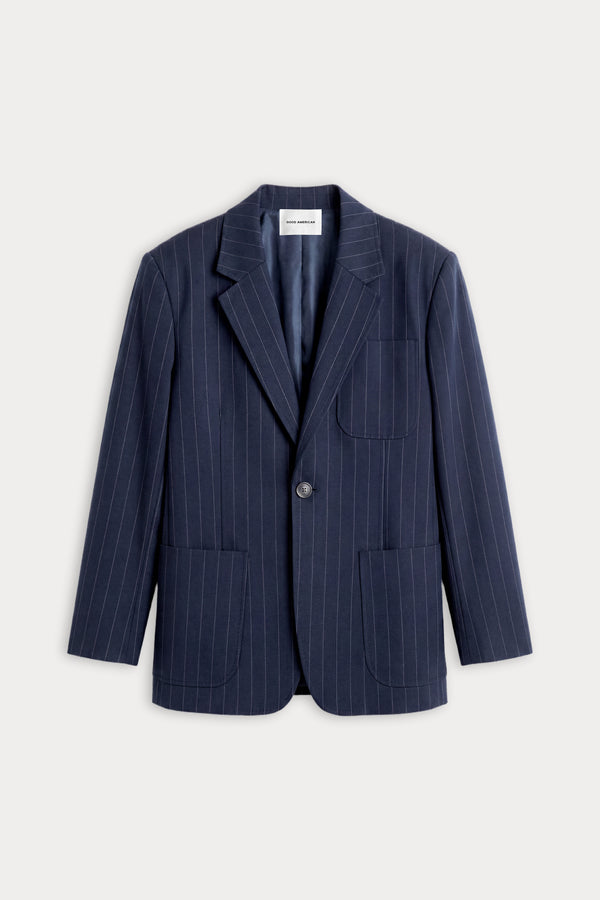 THE OVERSIZED BLAZER | NAVY PINSTRIPE