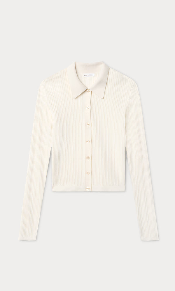 THE LADDER RIB CARDIGAN | CHALK