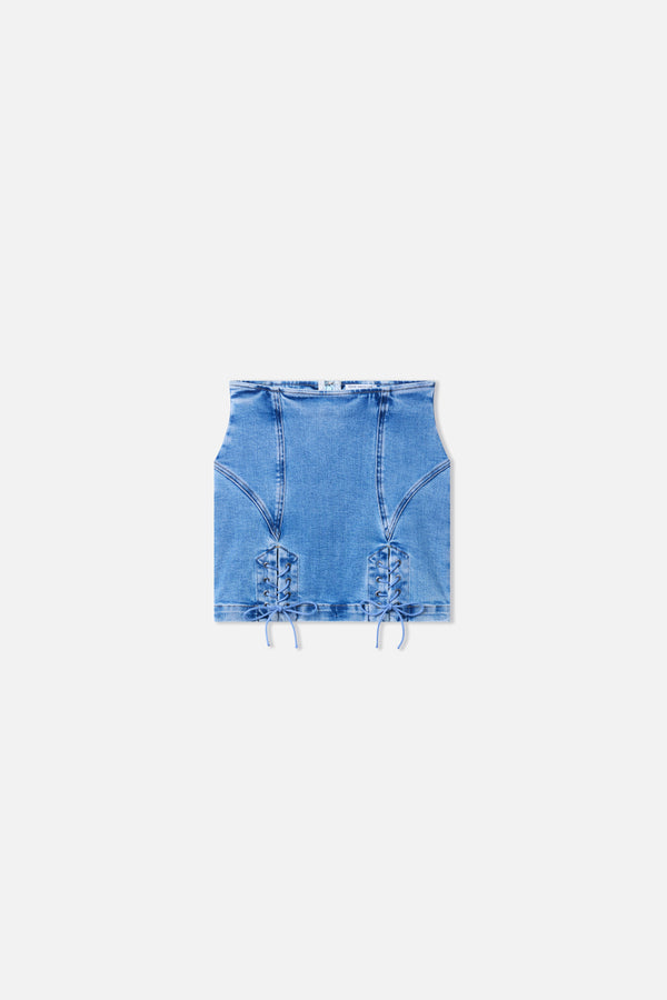 DOLLY LACE UP MINI SKIRT | INDIGO1090