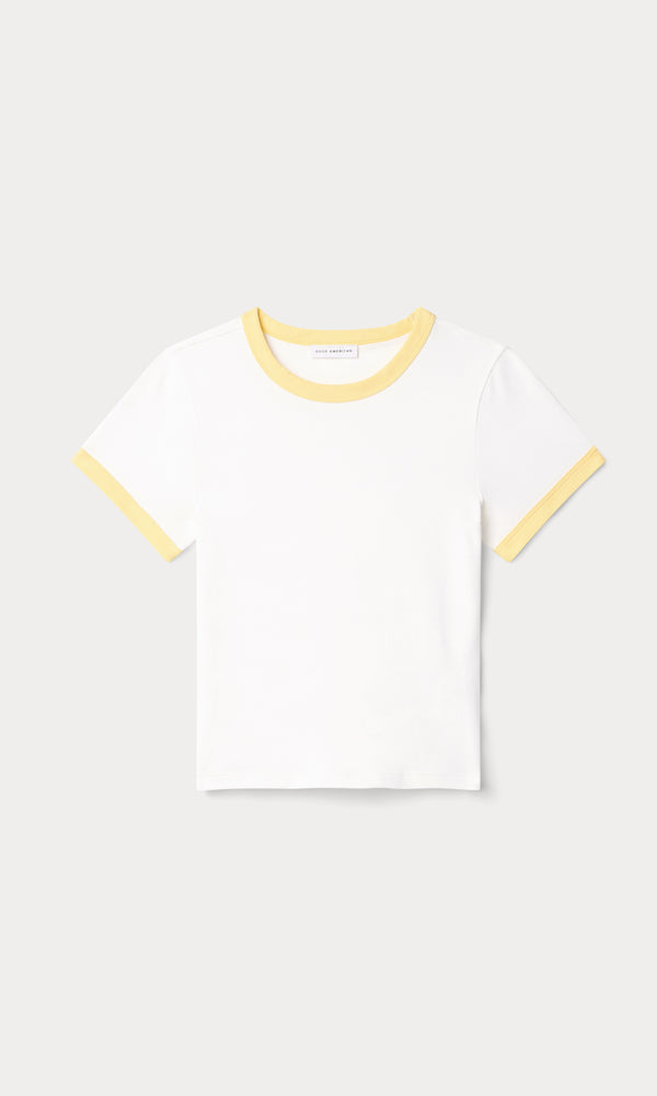 THE RINGER BABY TEE | WHITE001-5 | GOOD AMERICAN | FLAT