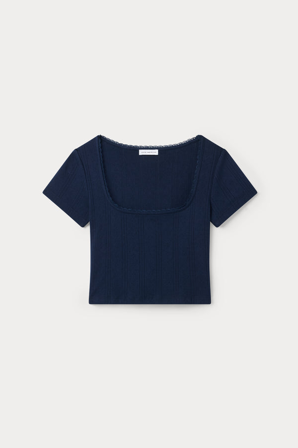 THE POINTELLE SQUARE NECK TOP | HORIZON INK