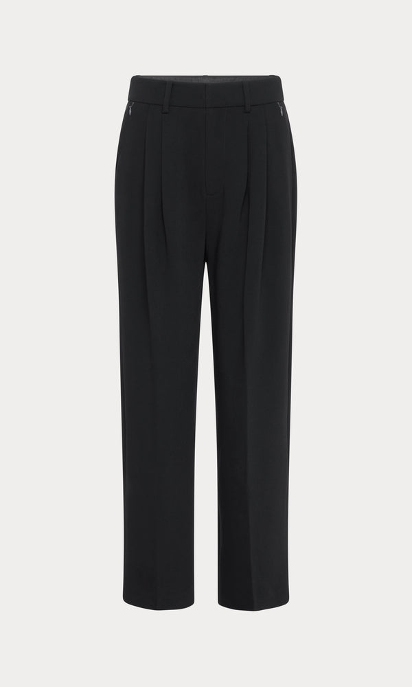 LUXE SUITING HIGH-RISE CROPPED WIDE LEG TROUSER | BLACK001