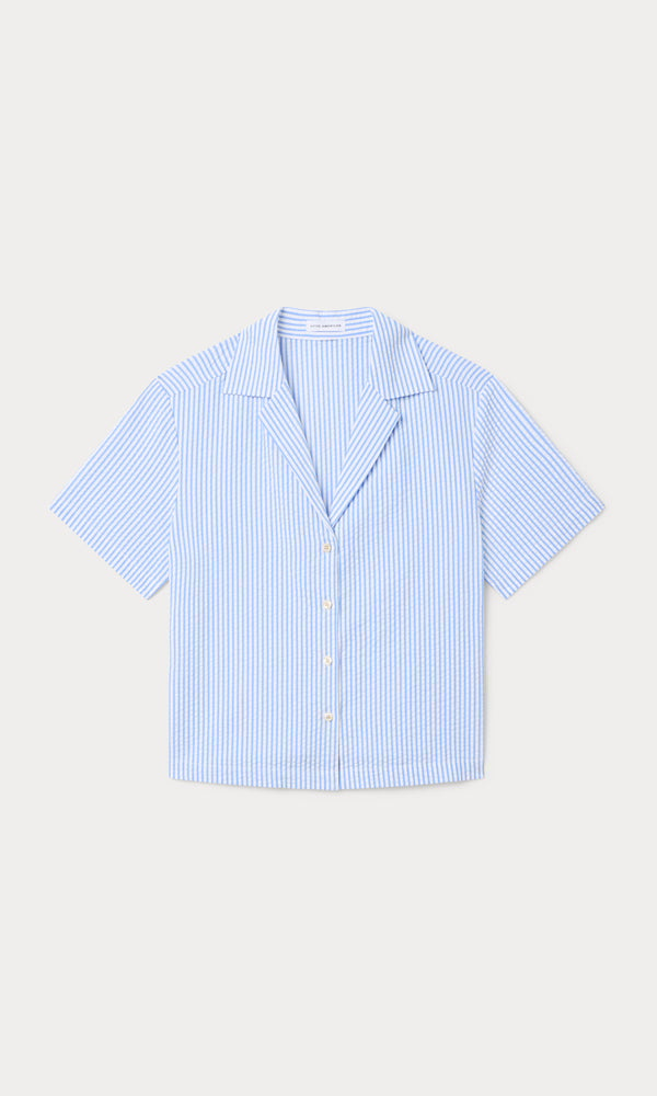 THE SEERSUCKER CAMP SHIRT | BLUE STRIPE