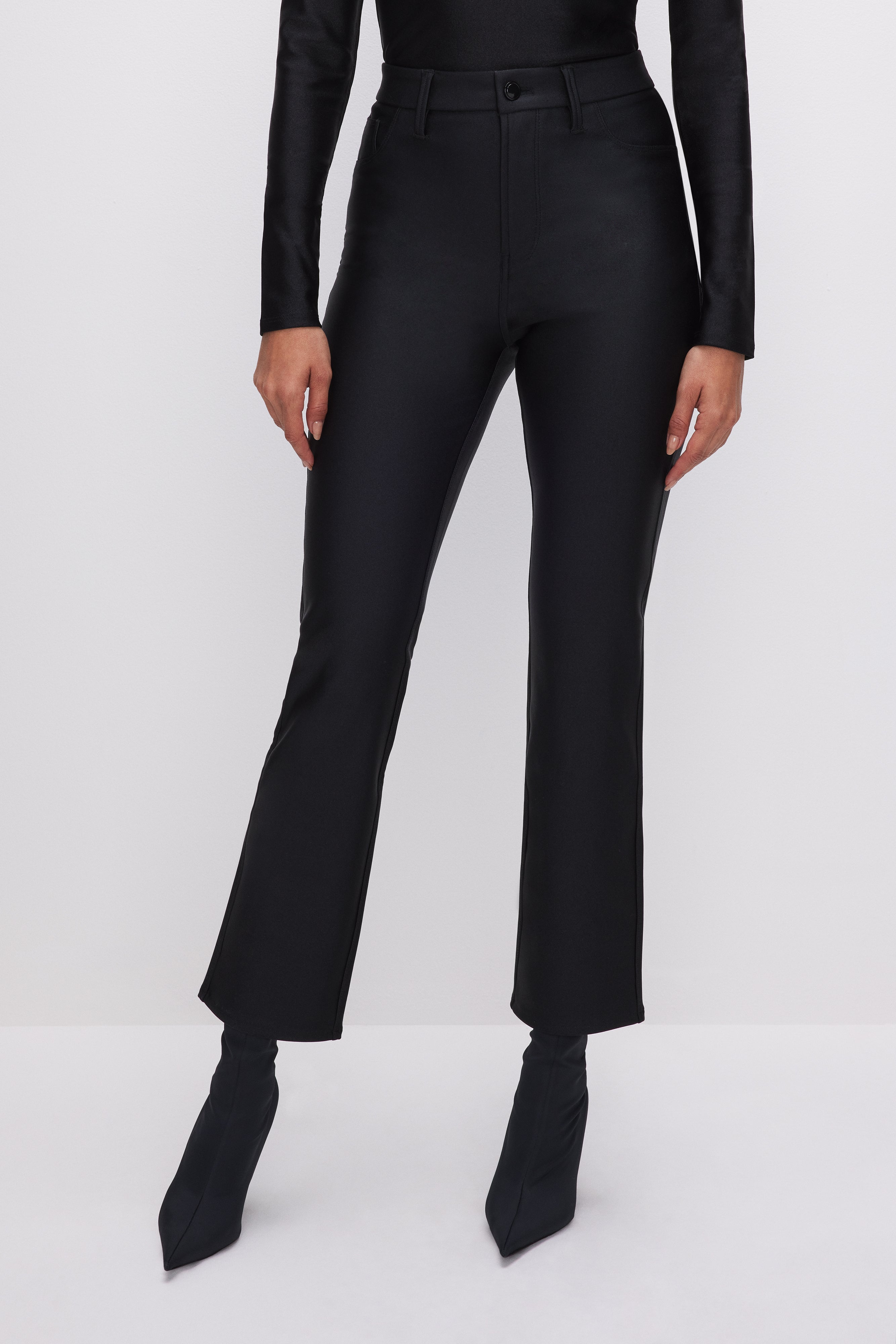 COMPRESSION SHINE STRAIGHT PANTS | BLACK001 – GOOD AMERICAN