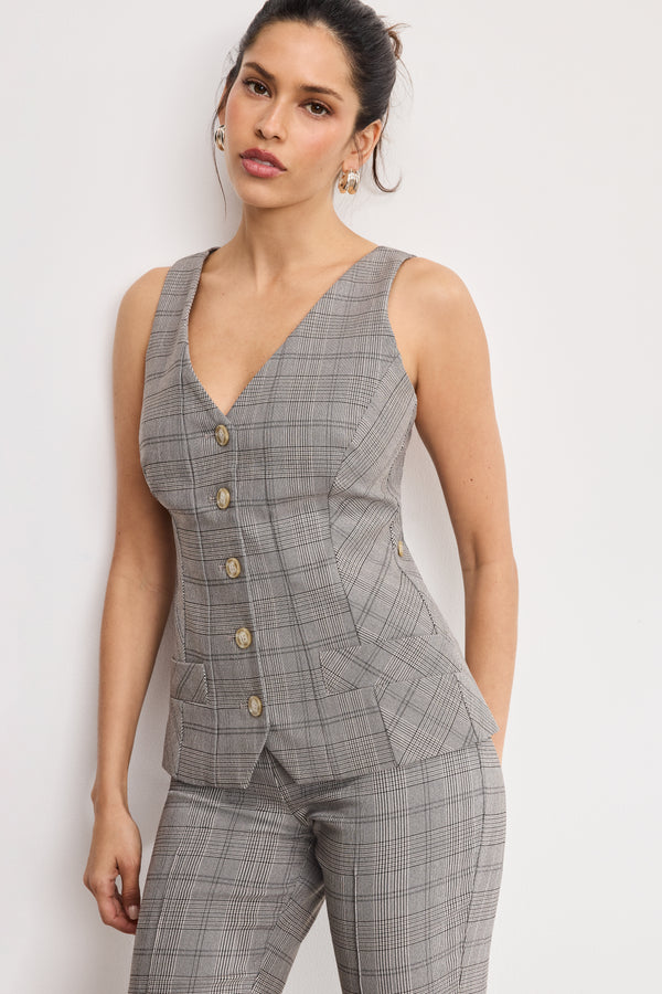 PLAID VEST | GLEN PLAID001