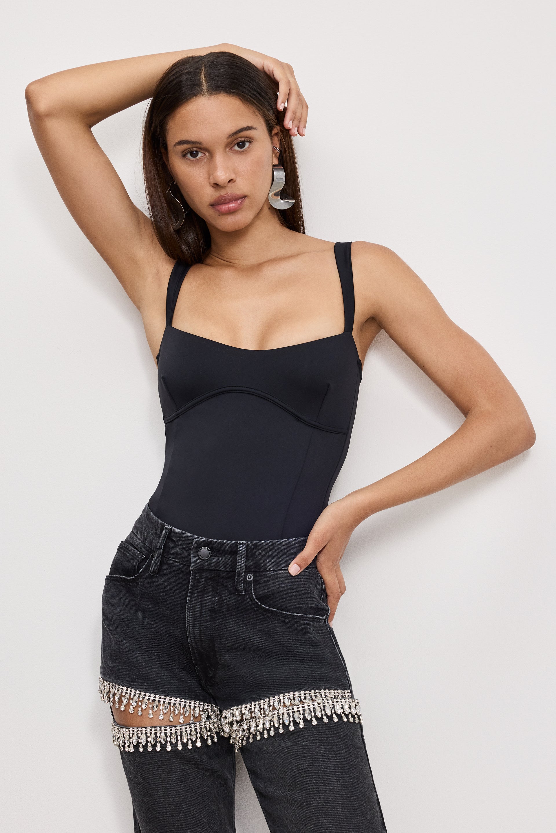 SWEETHEART SCULPTING TANK BODYSUIT BLACK001