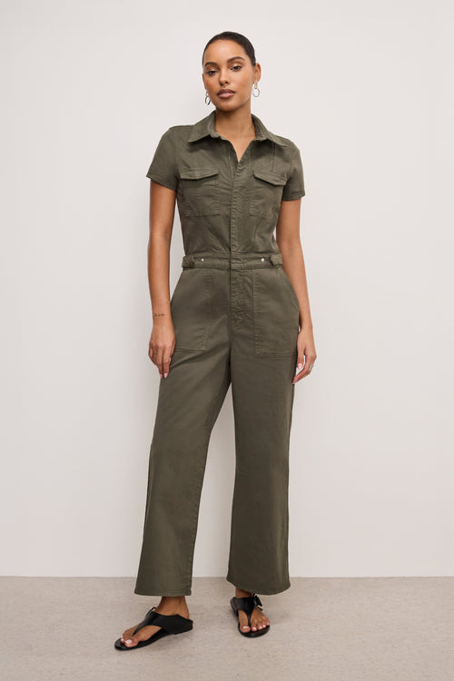 FIT FOR SUCCESS TWILL PALAZZO CROPPED JUMPSUIT | FATIGUE001